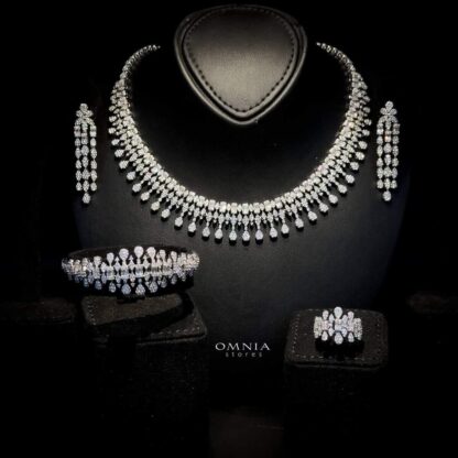 Omnia Miranda Bridal Full Set Accessories in High Quality Zircon Stone Rhodium Plated