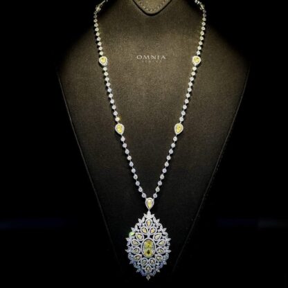 Omnia Noha Bridal Long chain Set Accessories High Quality Zircon Stone In Rhodium Plated - Image 2