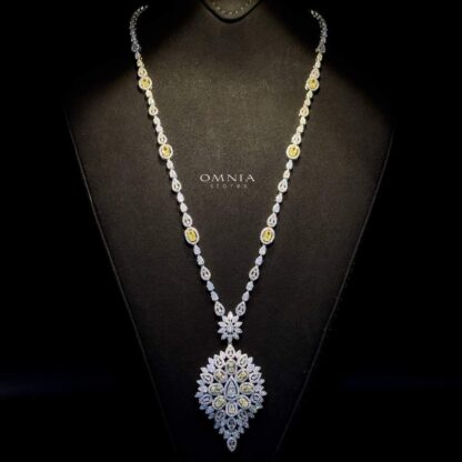 Omnia hasmaa Bridal Long chain Set Accessories High Quality Zircon Stone In Rhodium Plated - Image 2