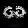 Omnia Shadya Stud Earrings in High Quality Zircon Stone Rhodium Plated