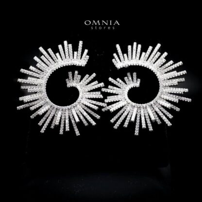 Omnia Shadya Stud Earrings in High Quality Zircon Stone Rhodium Plated