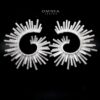 Omnia Shadya Stud Earrings in High Quality Zircon Stone Rhodium Plated - Image 2