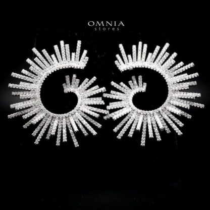 Omnia Shadya Stud Earrings in High Quality Zircon Stone Rhodium Plated - Image 2