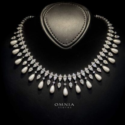 Omnia Nadah White Bridal Full Set in High Quality Zircon Stone Rhodium Plated - Image 2