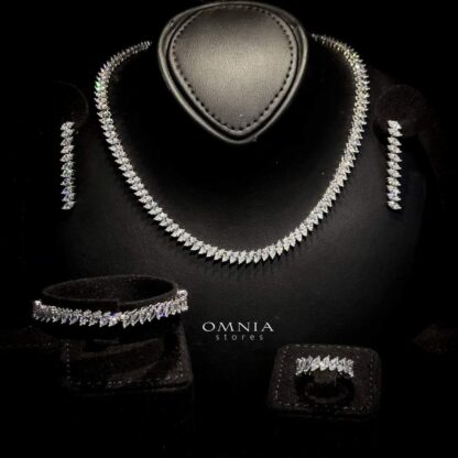 Omnia Shaina Bridal Full Set Accessories in High Quality Zircon Stone Rhodium Plated - Image 4