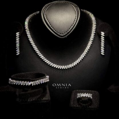Omnia Shaina Bridal Full Set Accessories in High Quality Zircon Stone Rhodium Plated