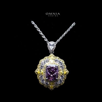 Omnia Maliya Purple Necklace in 92.5 Silver High Quality Simulated Diamonds - Image 2