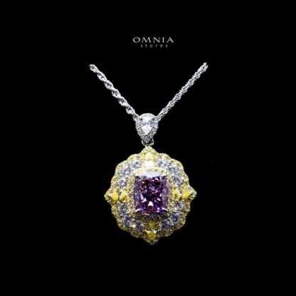 Omnia Maliya Purple Necklace in 92.5 Silver High Quality Simulated Diamonds