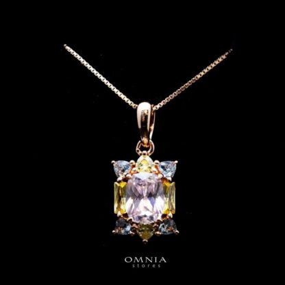Omnia Ranya Rose Gold Necklace In 92.5 Silver High Quality Simulated Diamonds - Image 3