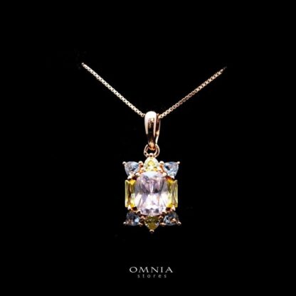 Omnia Ranya Rose Gold Necklace In 92.5 Silver High Quality Simulated Diamonds - Image 2