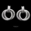 Omnia Ivana Double Hoop White Earrings in High Quality Zircon Stone Rhodium Plated - Image 2
