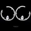 Omnia Maliha Teardrop Accent Crystal Hoop Earrings in High Quality Zircon Stone Rhodium Plated