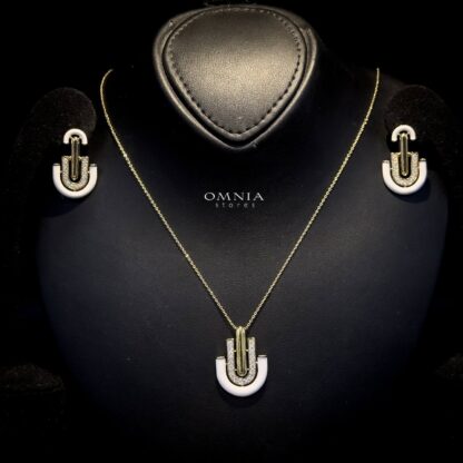 Omnia Andy White Set Accessories in High Quality Zircon Stone Rhodium Plated - Image 5