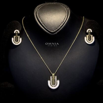 Omnia Andy White Set Accessories in High Quality Zircon Stone Rhodium Plated - Image 4