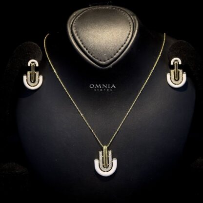 Omnia Andy White Set Accessories in High Quality Zircon Stone Rhodium Plated - Image 3