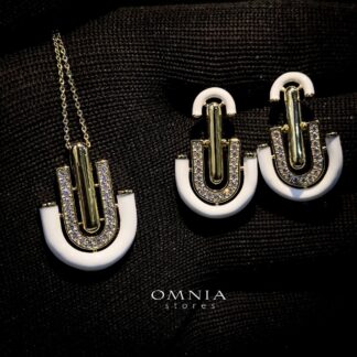 Omnia Andy White Set Accessories in High Quality Zircon Stone Rhodium Plated