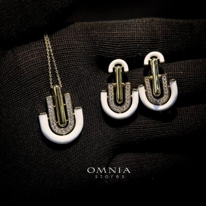 Omnia Andy White Set Accessories in High Quality Zircon Stone Rhodium Plated - Image 6