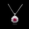 Omnia Mashael Red Pendant Necklace in 92.5 Silver with High Quality Simulated Diamonds