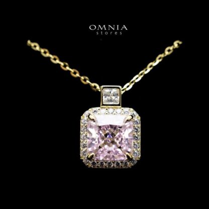 Omnia Zainab Pink Set in 92.5 Silver with High Quality Iced Cut Stone - Image 3