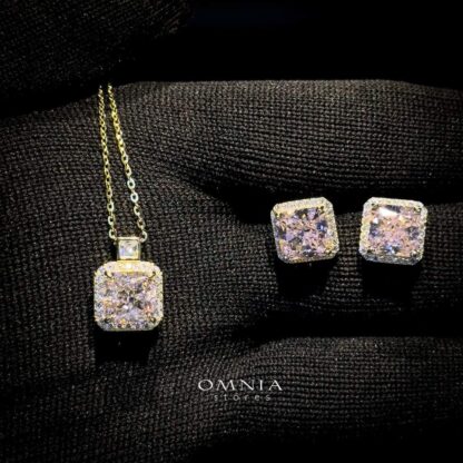 Omnia Zainab Pink Set in 92.5 Silver with High Quality Iced Cut Stone - Image 5