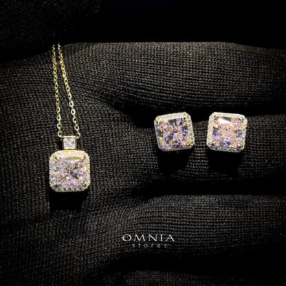 Omnia Zainab Pink Set in 92.5 Silver with High Quality Iced Cut Stone - Image 8