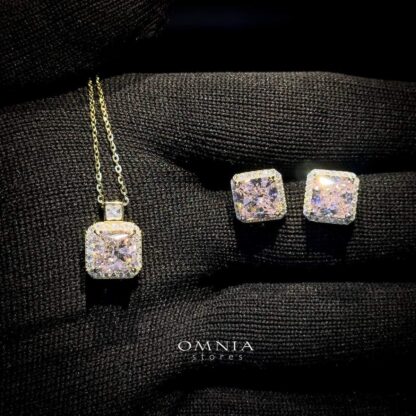 Omnia Zainab Pink Set in 92.5 Silver with High Quality Iced Cut Stone