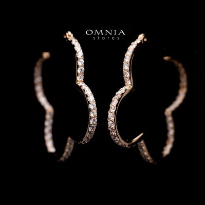 Omnia Abir Rose Gold Hoop Earrings in 92.5 Silver With High Quality Moissanite Stone