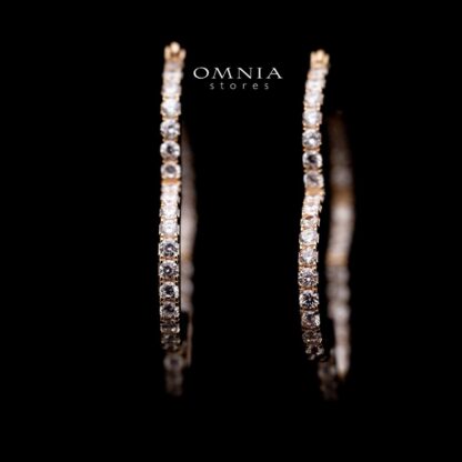 Omnia Abir Rose Gold Hoop Earrings in 92.5 Silver With High Quality Moissanite Stone - Image 2