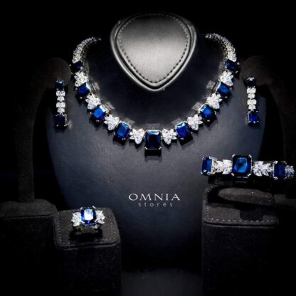 Omnia Amelia Blue Bridal Full Set in High Quality Simulated Diamonds - Image 2