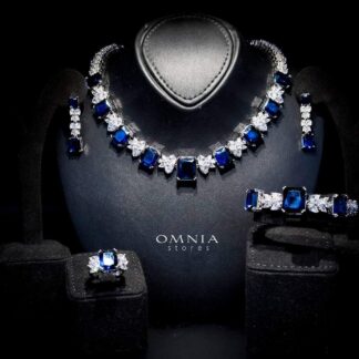 Omnia Amelia Blue Bridal Full Set in High Quality Simulated Diamonds