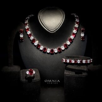 Omnia Gemma Red Bridal Full Set in High Quality Simulated Diamonds