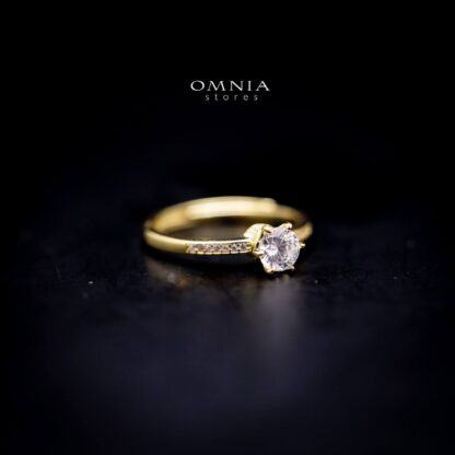 Omnia Golden Solitaire Ring in 92.5 Silver with High Quality Iced Cut Stone - Image 2