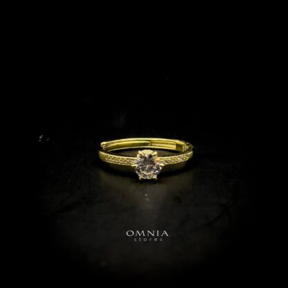 Omnia Golden Solitaire Ring in 92.5 Silver with High Quality Iced Cut Stone - Image 8