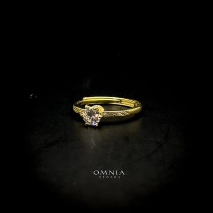 Omnia Golden Solitaire Ring in 92.5 Silver with High Quality Iced Cut Stone - Image 9
