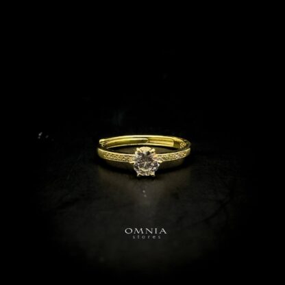 Omnia Golden Solitaire Ring in 92.5 Silver with High Quality Iced Cut Stone - Image 10