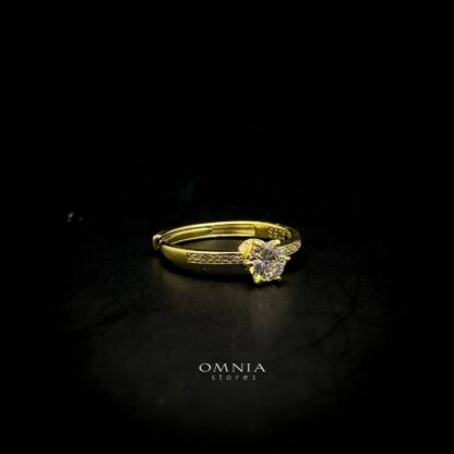 Omnia Golden Solitaire Ring in 92.5 Silver with High Quality Iced Cut Stone - Image 11
