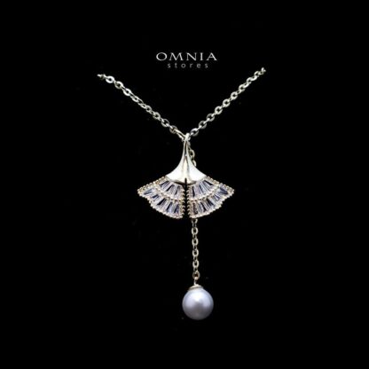 Omnia Diana Pearl Necklace with Iced Cut Stones in High Quality 92.5 Silver - Image 2