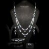 Omnia Jade Blue and Green Bridal Long Chain Set Accessories in High Quality Zircon Stone Rhodium Plated - Image 2