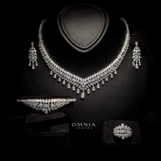 Omnia Sima White Bridal Full Set in High Quality Zircon Stone Rhodium Plated