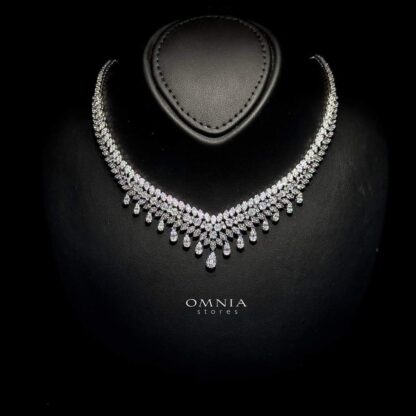 Omnia Sima White Bridal Full Set in High Quality Zircon Stone Rhodium Plated - Image 2