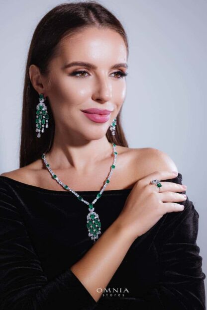 Omnia Israa Green Necklace In 92.5 Silver High Quality Simulated diamonds - Image 5