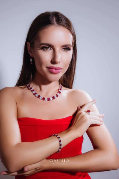 Omnia Gemma Red Bridal Full Set in High Quality Simulated Diamonds - Image 7