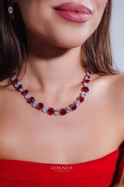 Omnia Gemma Red Bridal Full Set in High Quality Simulated Diamonds - Image 6