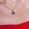 Omnia Mashael Red Pendant Necklace in 92.5 Silver with High Quality Simulated Diamonds - Image 4