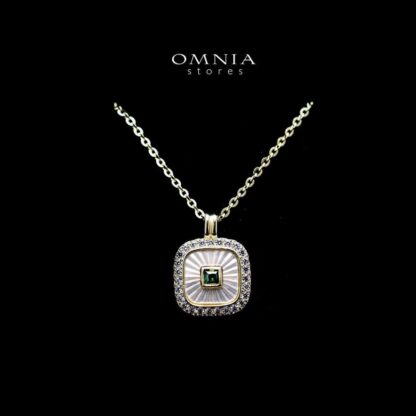 Omnia Zara Green Stone Pendant Necklace in 92.5 Silver with High Quality Iced Cut Stones - Image 2