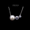 Omnia Dalal Rose Gold Pearl Trio Necklace with Iced Cut Stones in High Quality 92.5 Silver - Image 2