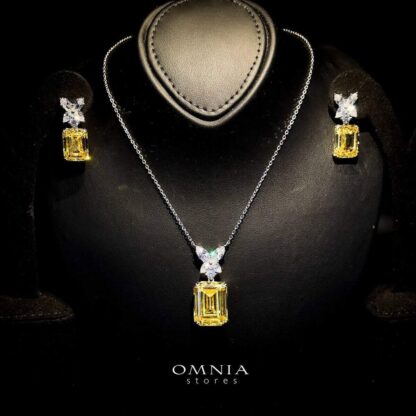 Omnia Tiffany Yellow Pendant and Earring Set in 92.5 Silver with High Quality Simulated Diamonds - Image 5
