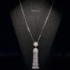 Omnia Yasmin Pink Long Chain Tassel Necklace & Earrings in 92.5 Silver with High Quality Simulated Diamonds - Image 3