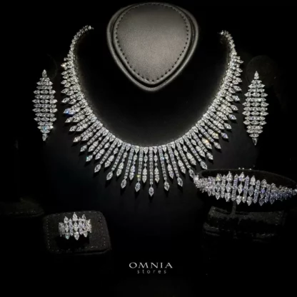 Omnia Lana White Bridal Full Set in High Quality Zircon Stone Rhodium Plated