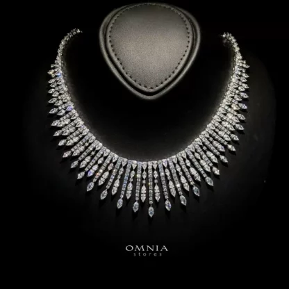 Omnia Lana White Bridal Full Set in High Quality Zircon Stone Rhodium Plated - Image 2